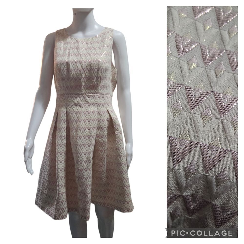Vince Camuto Beige and Pink Patterned Dress